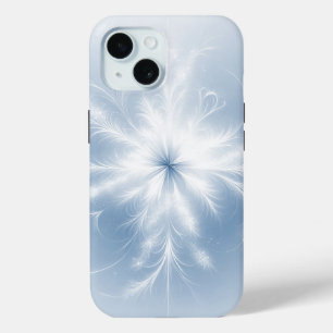 Coque Pour iPhone 15 Flocon de neige fractal sur fond bleu pastel