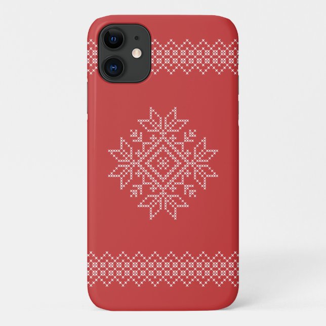 Coques Case-Mate iPhone Flocon de neige tricoté de Noël art saisonnier (Dos)