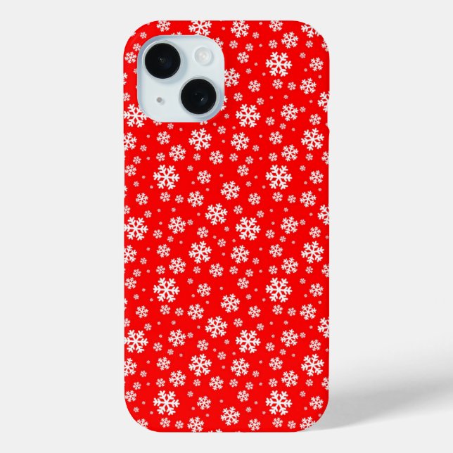 Coques Case-Mate iPhone Flocons blancs sur motif d'hiver rouge (Verso)