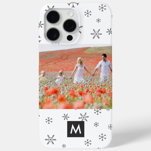 Coques Case-Mate iPhone Flocons de neige de Noël avec photo personnalisée  (Verso)