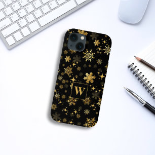 Case-Mate iPhone Case Flocons de neige et étoiles en or Monogramme