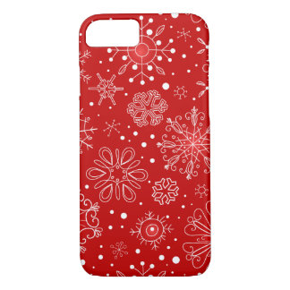 Coque Case-Mate Pour iPhone Flocons de neige sur l'arrière - plan rouge