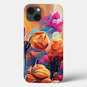 Case-Mate iPhone Case Floral Abstract Art Orange Red Blue Flowers