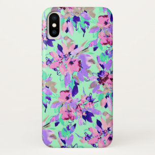 Case-Mate iPhone Case Floral aquarelle motif rose violet fleur turquoise