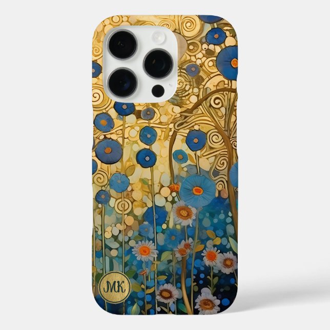 Coques Case-Mate iPhone Floral Art Abstrait Or Monogrammes Fleurs (Verso)