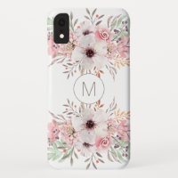 Floral d'aquarelle rose monogramme moderne