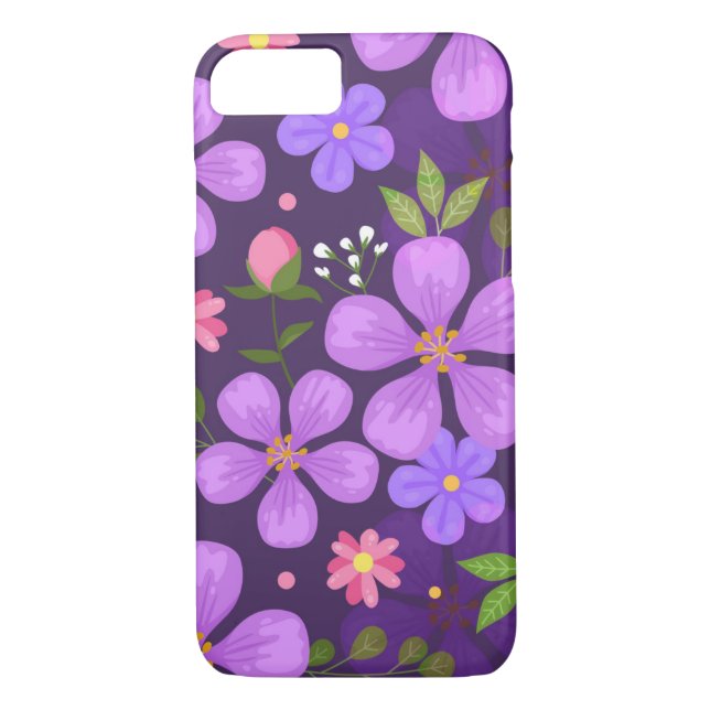 Coques Case-Mate iPhone Floral d'art pourpre (Dos)
