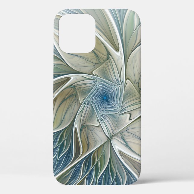 Coques Case-Mate iPhone Floral Dream Motif Abstrait Blue Khaki Fractal (Verso)