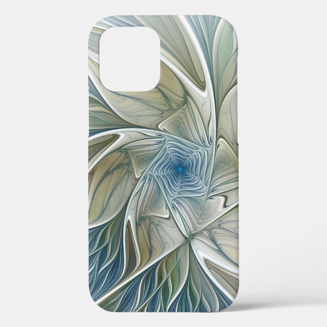 Coques Case-Mate iPhone Floral Dream Motif Abstrait Blue Khaki Fractal (Verso)