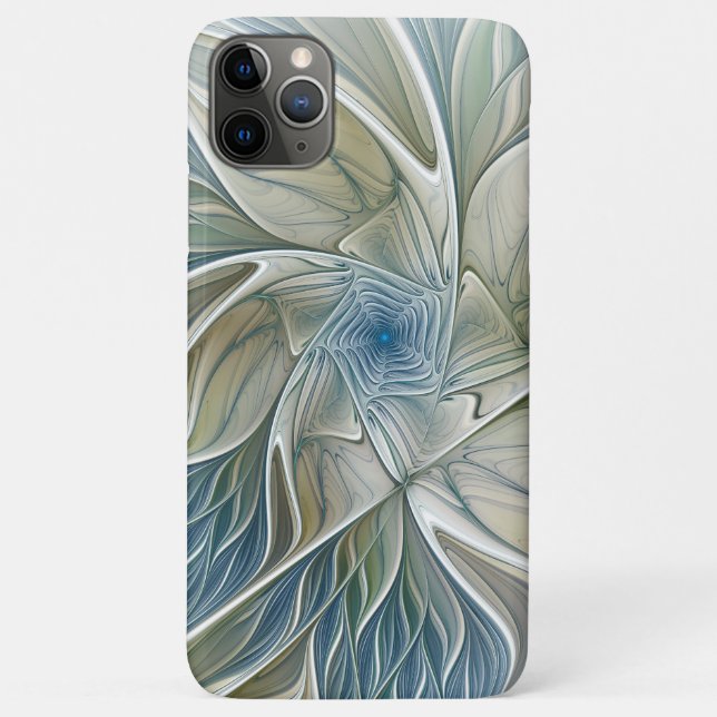 Coques Case-Mate iPhone Floral Dream Motif Abstrait Blue Khaki Fractal (Dos)