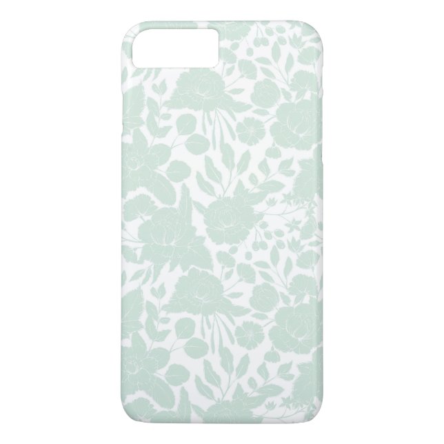 Coques Case-Mate iPhone Floral élégant blanc vert en pastel élégant (Dos)