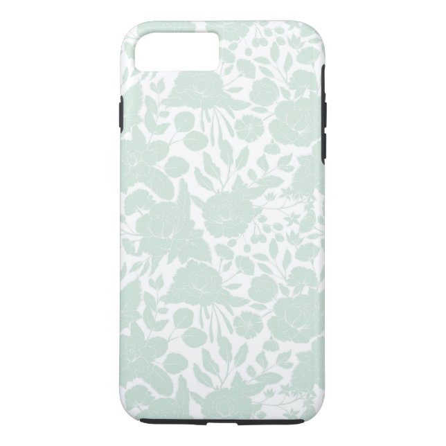 Coques Case-Mate iPhone Floral élégant blanc vert en pastel élégant (Dos)