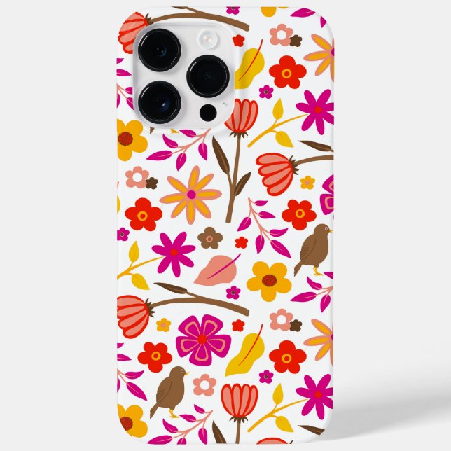 Coques Case-Mate iPhone Floral et Oiseau Retro stylisé (Verso)