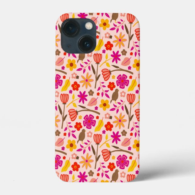Coques Case-Mate iPhone Floral Et Oiseau Retro Stylisé (Verso)