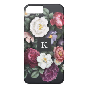 Case-Mate iPhone Case Floral foncé sur le monogramme du noir  