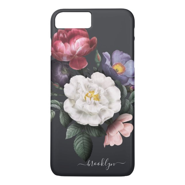 Coques Case-Mate iPhone Floral foncé sur noir | Signature (Dos)