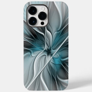 Coque Pour Pour iPhone 14 Pro Max Floral Fractal Moderne Fleur Abstrait gris bleu