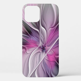 Case-Mate iPhone Case Floral Fractal moderne Fleur Abstraite rose gris