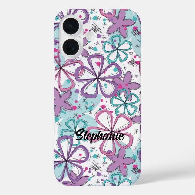 Coques Case-Mate iPhone Floral Frenzy - Fleurs de gribouillis avec pinceau (Verso)