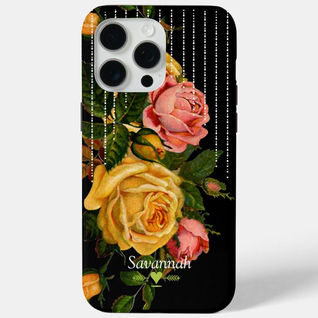 Coques Case-Mate iPhone Floral Hirloom Rose noir jaune rose (Verso)