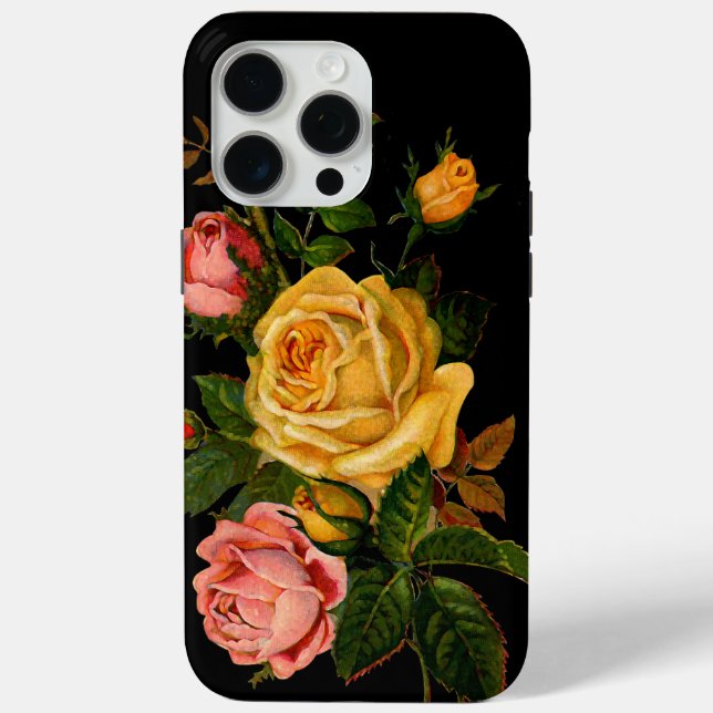 Coques Case-Mate iPhone Floral Hirloom Rose noir rose jaune (Verso)