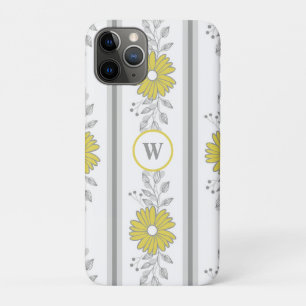Case-Mate iPhone Case Floral jaune et gris monogramme