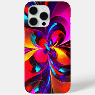 Coque iPhone 15 Pro Max Floral moderne Art Abstrait Rouge Bleu Motif #07