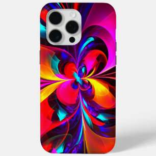 Coque iPhone 15 Pro Max Floral moderne Art Abstrait Rouge Bleu Motif #07