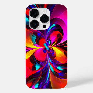 Coque Pour iPhone 14 Pro Floral moderne Art Abstrait Rouge Bleu Motif #07