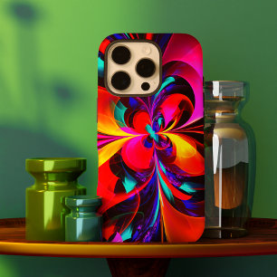 Coques iPhone 16 Pro Floral moderne Art Abstrait Rouge Bleu Motif #07