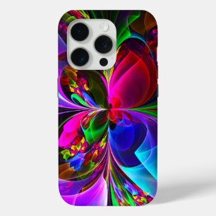 Coque iPhone 15 Pro Floral moderne Art Abstrait Rouge Bleu Motif #12