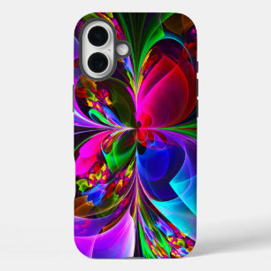 Coques iPhone 16 Plus Floral moderne Art Abstrait Rouge Bleu Motif #12