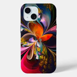 Coque Pour iPhone 15 Floral moderne Art Abstrait Rouge Bleu Motif #13