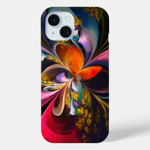 Coque Pour iPhone 15 Floral moderne Art Abstrait Rouge Bleu Motif #13