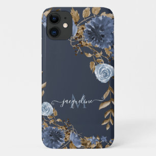 Case-Mate iPhone Case Floral Navy Dusty Blue Elegant Aquarelle Nom