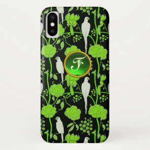 Case-Mate iPhone CASE FLORAL NOIR VERT, MONOGRAMME DE PIERRE GEMME DE