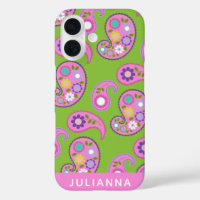 Floral Paisley Motif rose vert personnalisé