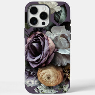 Coques iPhone 16 Pro Max Floral pourpre foncé