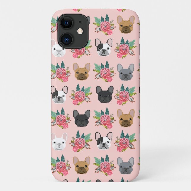 Coques Case-Mate iPhone Floral rose des Bulldogs français (Dos)