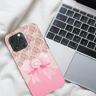 Coque iPhone 15 Pro Floral rose vintage
