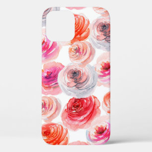 Case-Mate iPhone Case Floral sans couture motif d'aquarelle rouge, blanc