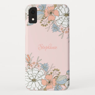 Case-Mate iPhone Case Flore bleu rose pâle Personnalisé