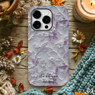 Coque Pour iPhone 14 Pro Flore brodé personnalisé pourpre et inspirant