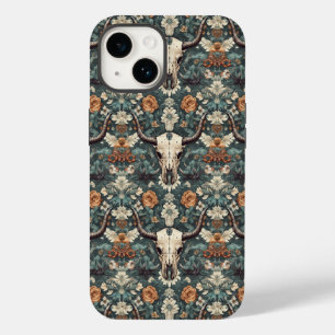 Coque Pour iPhone 14 Flore du crâne du Boho occidental