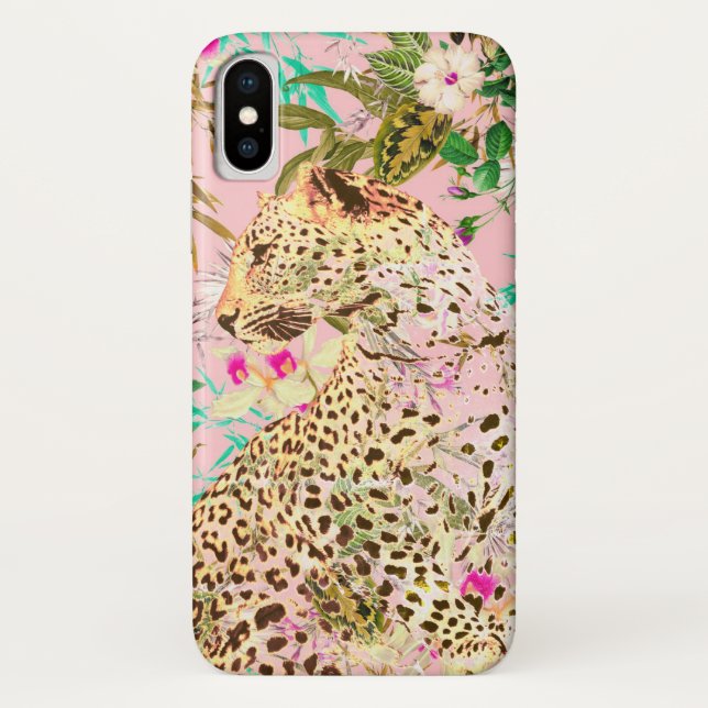 Coques Case-Mate iPhone Flore empreinte de léopard tropical hawaïen (Dos)
