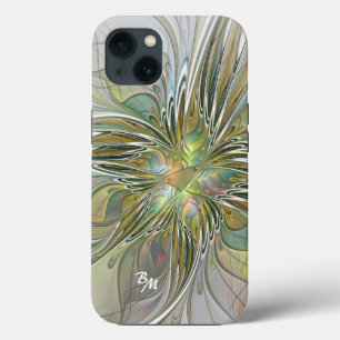 Case-Mate iPhone Case Flore Fleur Fractale Imaginaire Avec Initiales Or