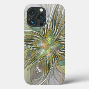 Case-Mate iPhone Case Flore Fleur Fractale Imaginaire Avec Initiales Or