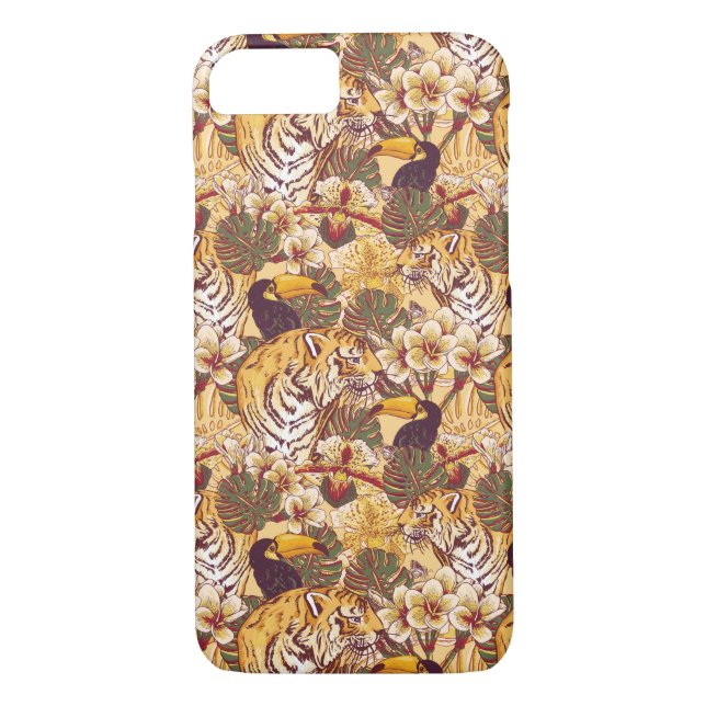 Coques Case-Mate iPhone Flore tropicale avec tigre (Dos)