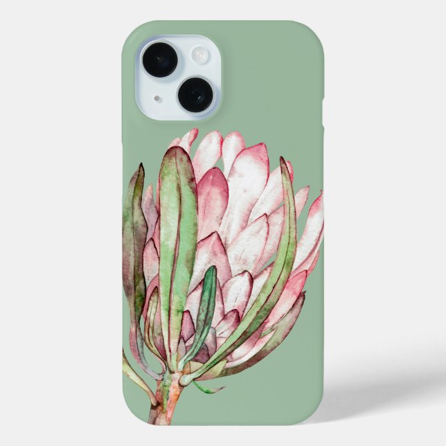 Coques Case-Mate iPhone Flore tropicale de Protea sur la menthe (Verso)