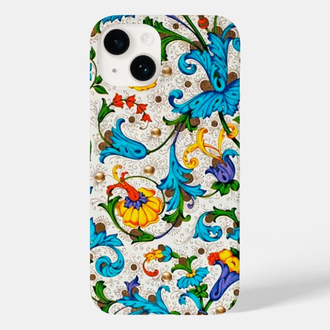 COQUES Case-Mate iPhone FLORENTINE RENAISSANCE BLEU FLORAL SWIRLS, FLEURS (Verso)